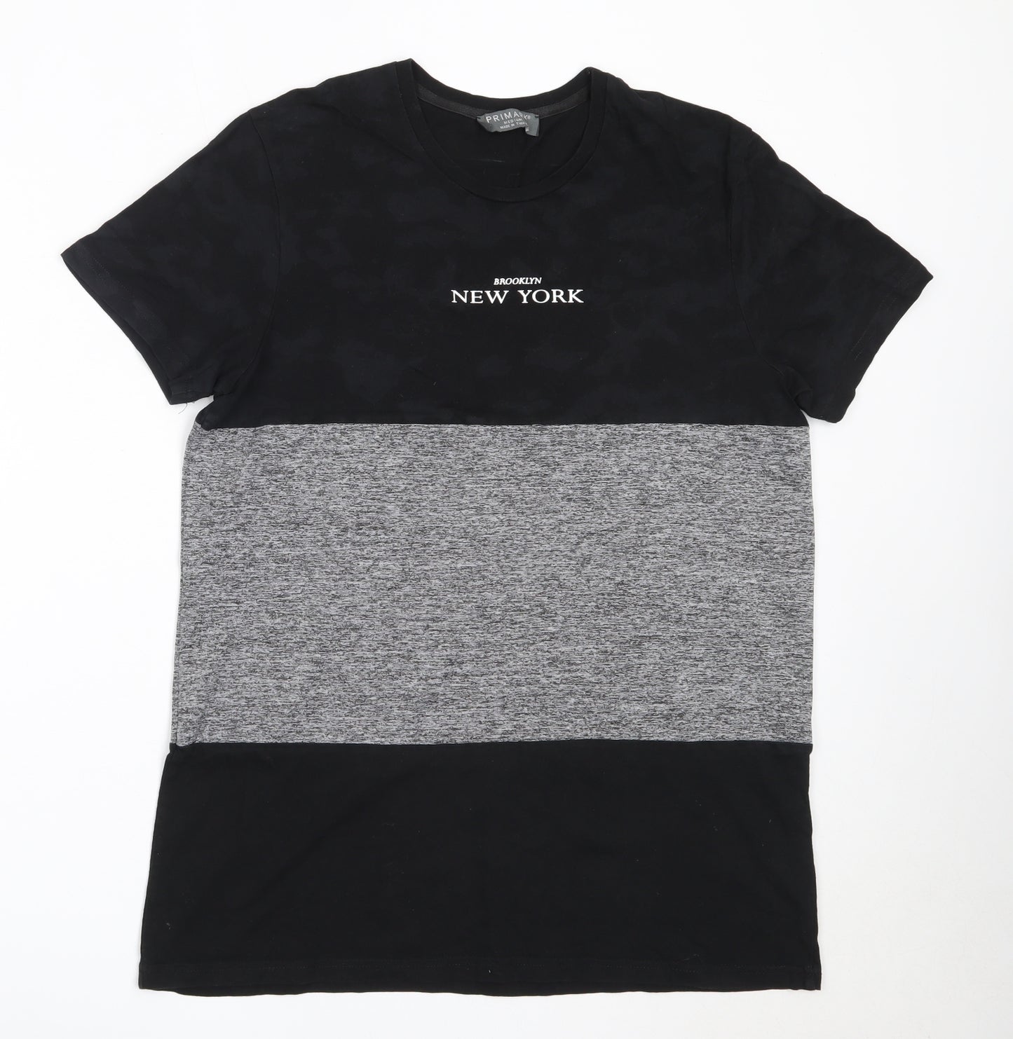 Primark Mens Black  Cotton  T-Shirt Size M Round Neck