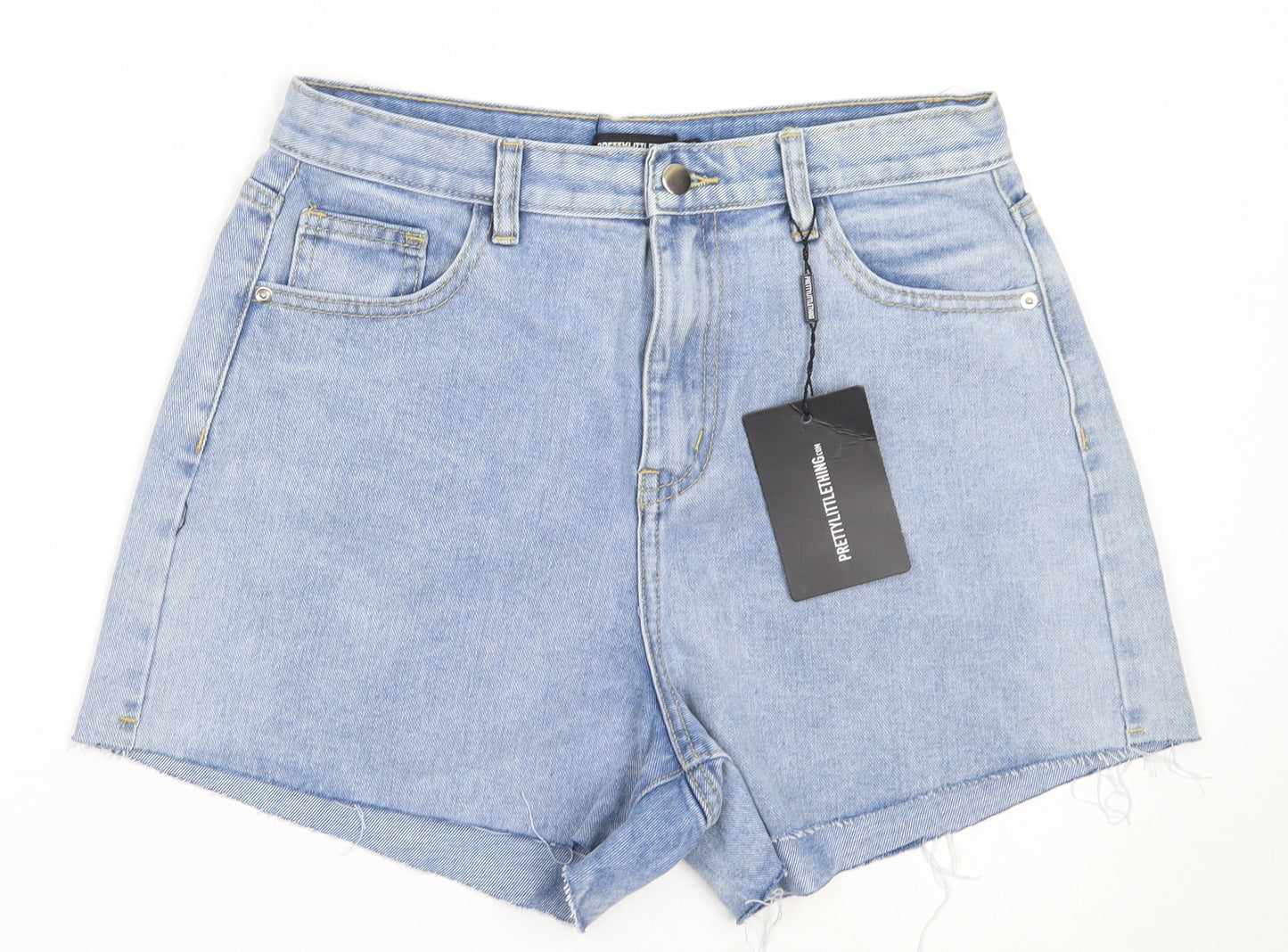 PRETTYLITTLETHING Womens Blue  Cotton Mom Shorts Size 12  Regular