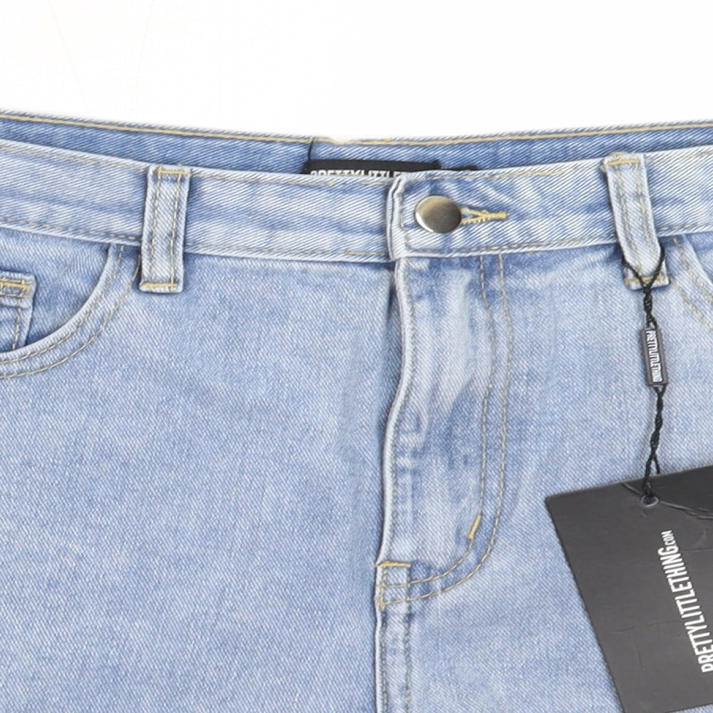 PRETTYLITTLETHING Womens Blue  Cotton Mom Shorts Size 12  Regular