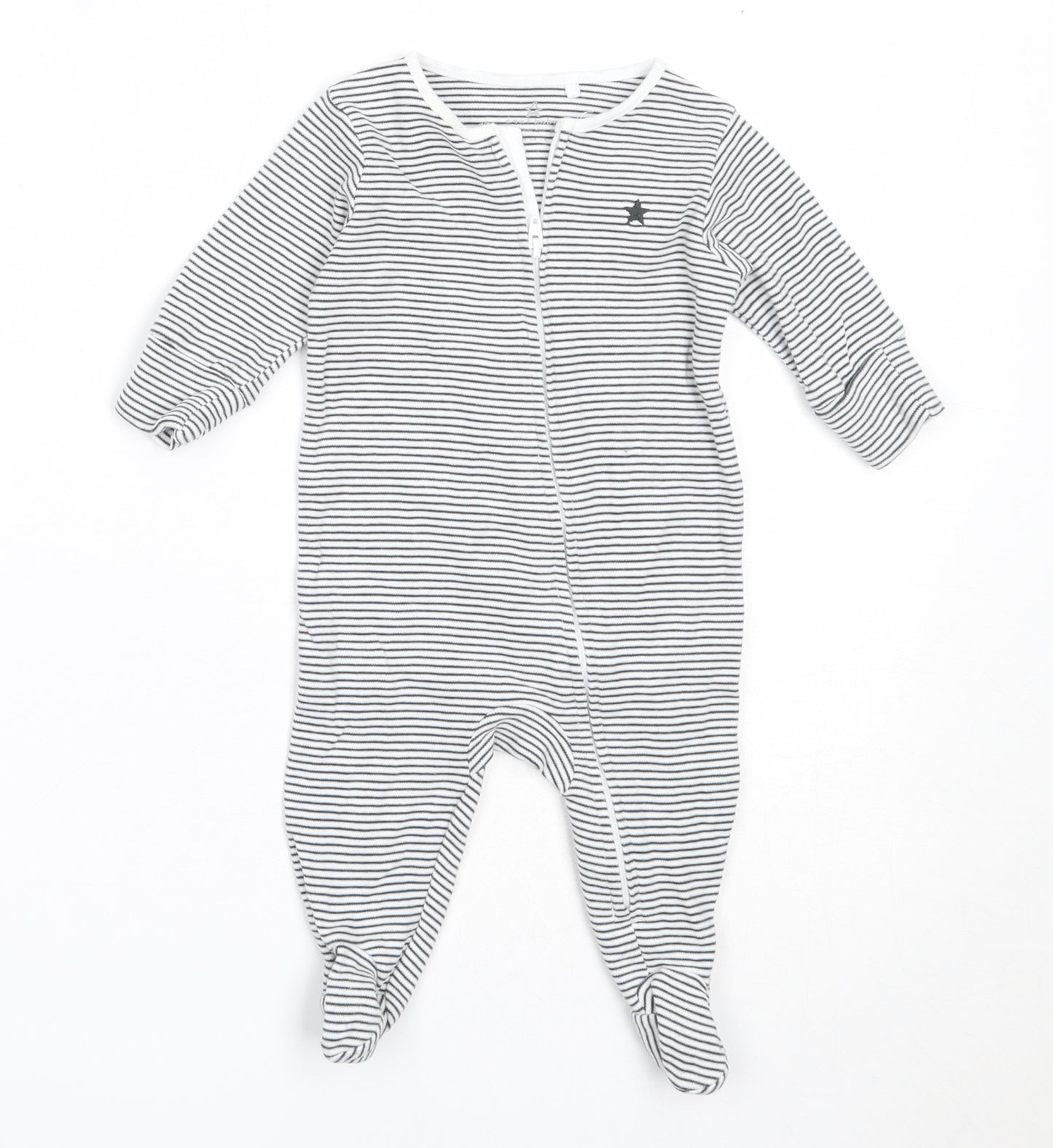 NEXT Boys White Striped Cotton Babygrow One-Piece Size 0-3 Months  Zip