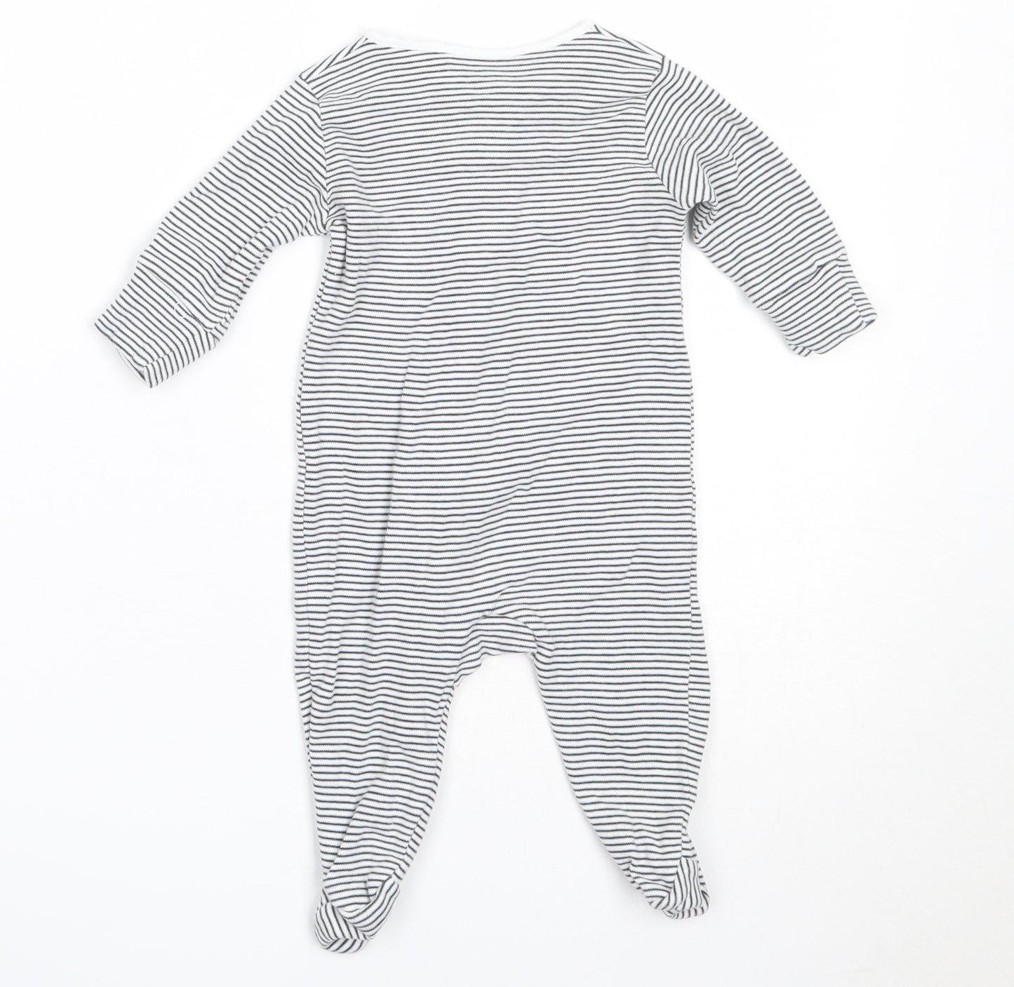 NEXT Boys White Striped Cotton Babygrow One-Piece Size 0-3 Months  Zip