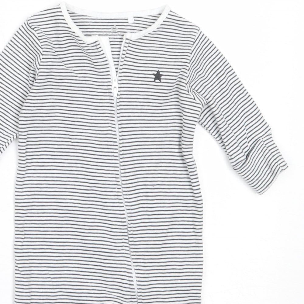 NEXT Boys White Striped Cotton Babygrow One-Piece Size 0-3 Months  Zip
