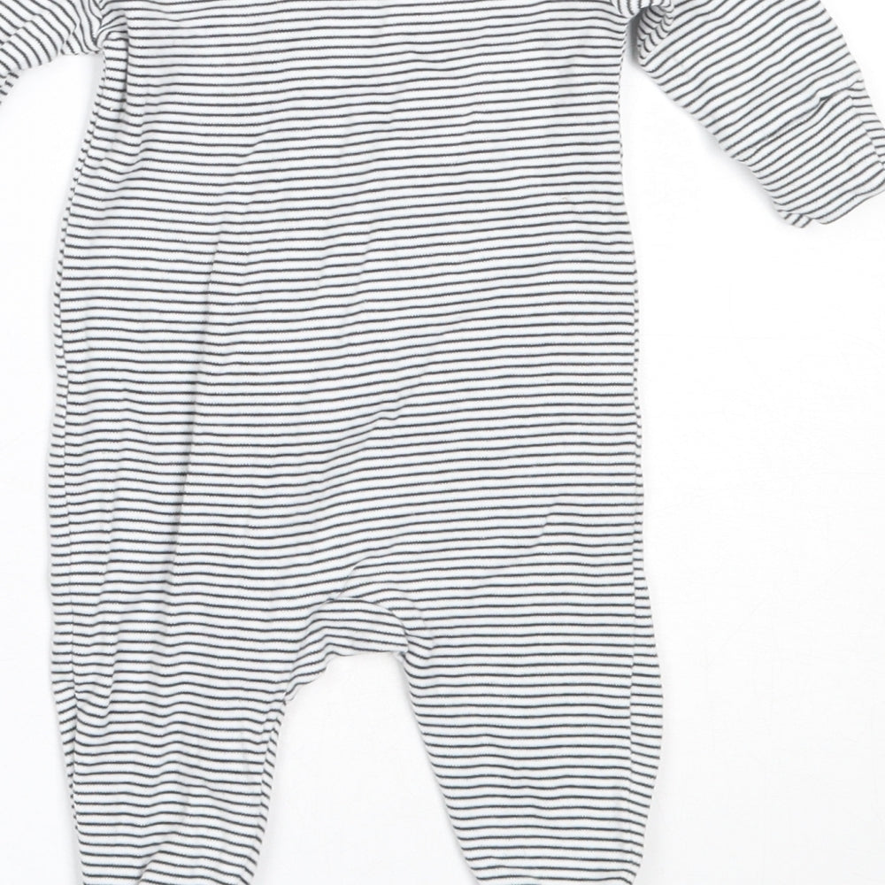 NEXT Boys White Striped Cotton Babygrow One-Piece Size 0-3 Months  Zip