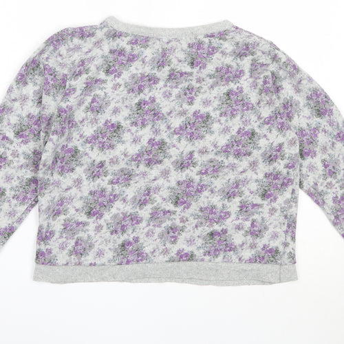 Atmosphere Womens Grey Floral Cotton Pullover Sweatshirt Size 12