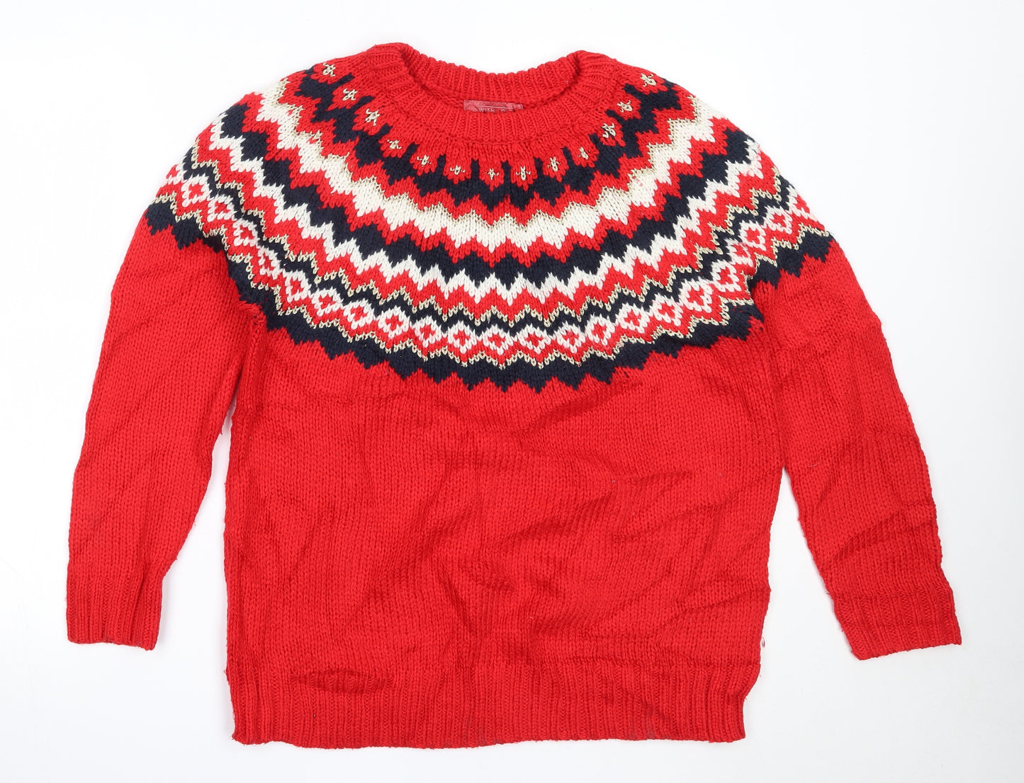 NEXT Womens Red Round Neck  Acrylic Pullover Jumper Size M