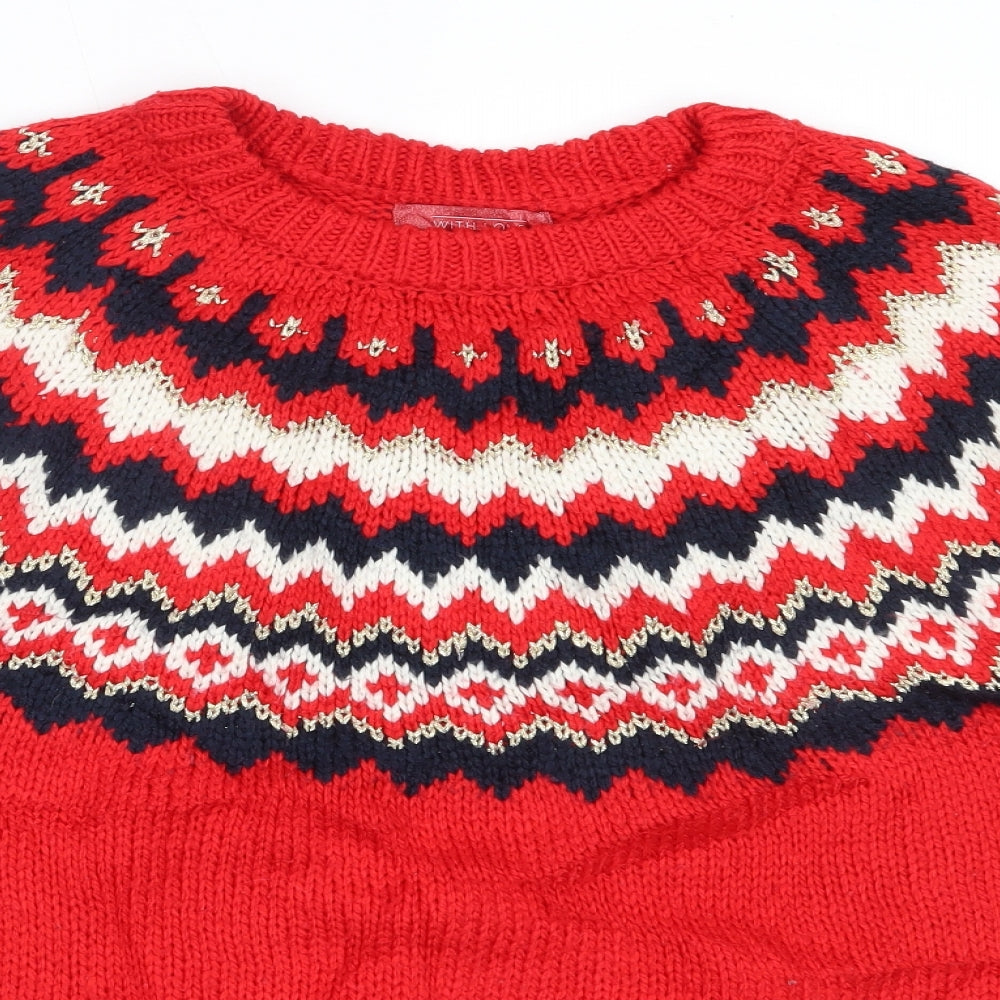 NEXT Womens Red Round Neck  Acrylic Pullover Jumper Size M