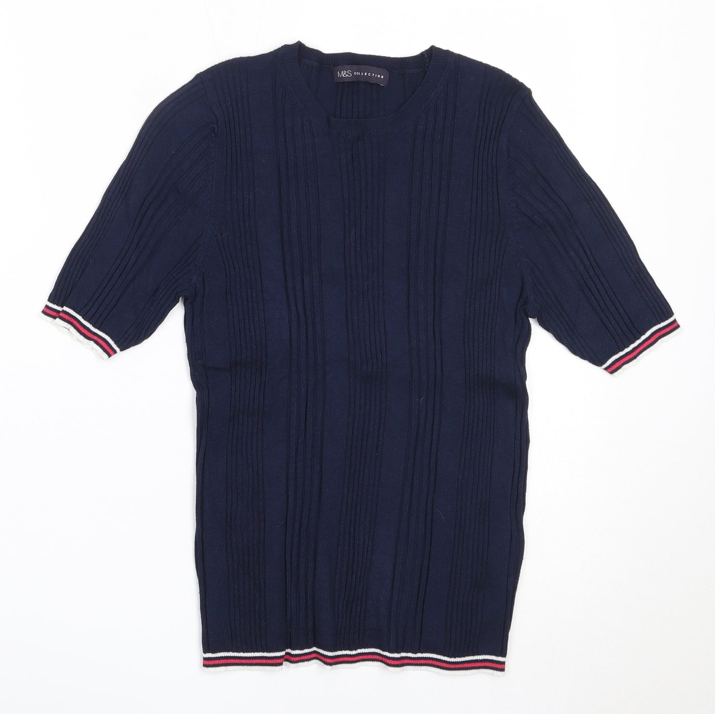 Marks and Spencer Womens Blue Round Neck  Viscose Pullover Jumper Size 12