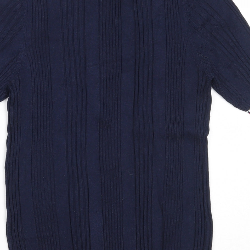 Marks and Spencer Womens Blue Round Neck  Viscose Pullover Jumper Size 12