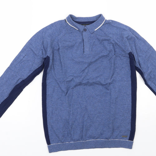 Autograph Girls Blue  Wool Pullover Polo Size 10-11 Years Collared Button