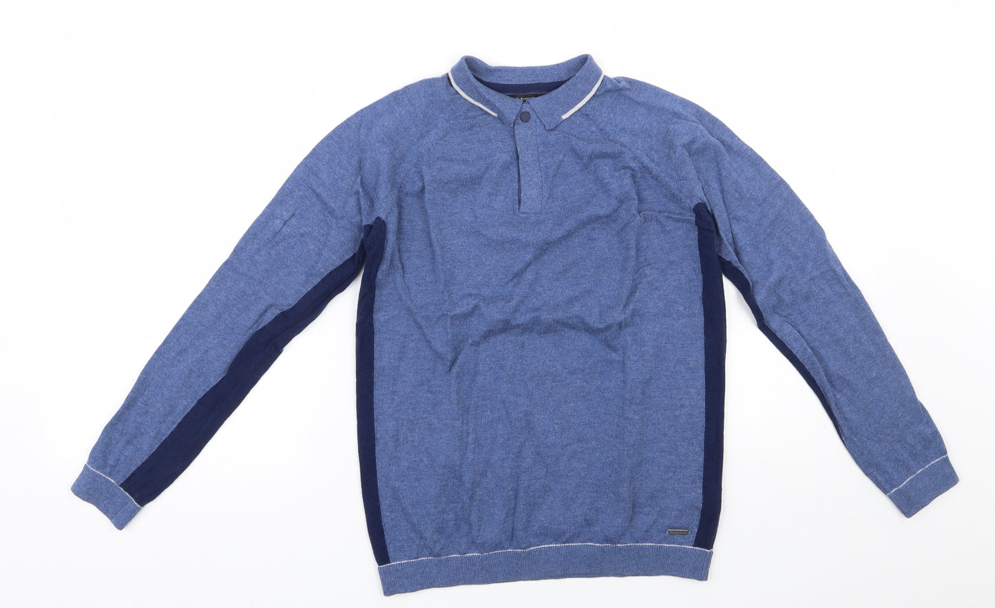 Autograph Girls Blue  Wool Pullover Polo Size 10-11 Years Collared Button