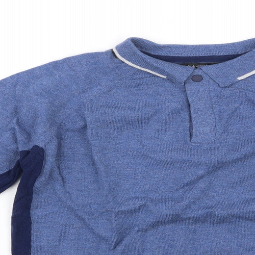 Autograph Girls Blue  Wool Pullover Polo Size 10-11 Years Collared Button