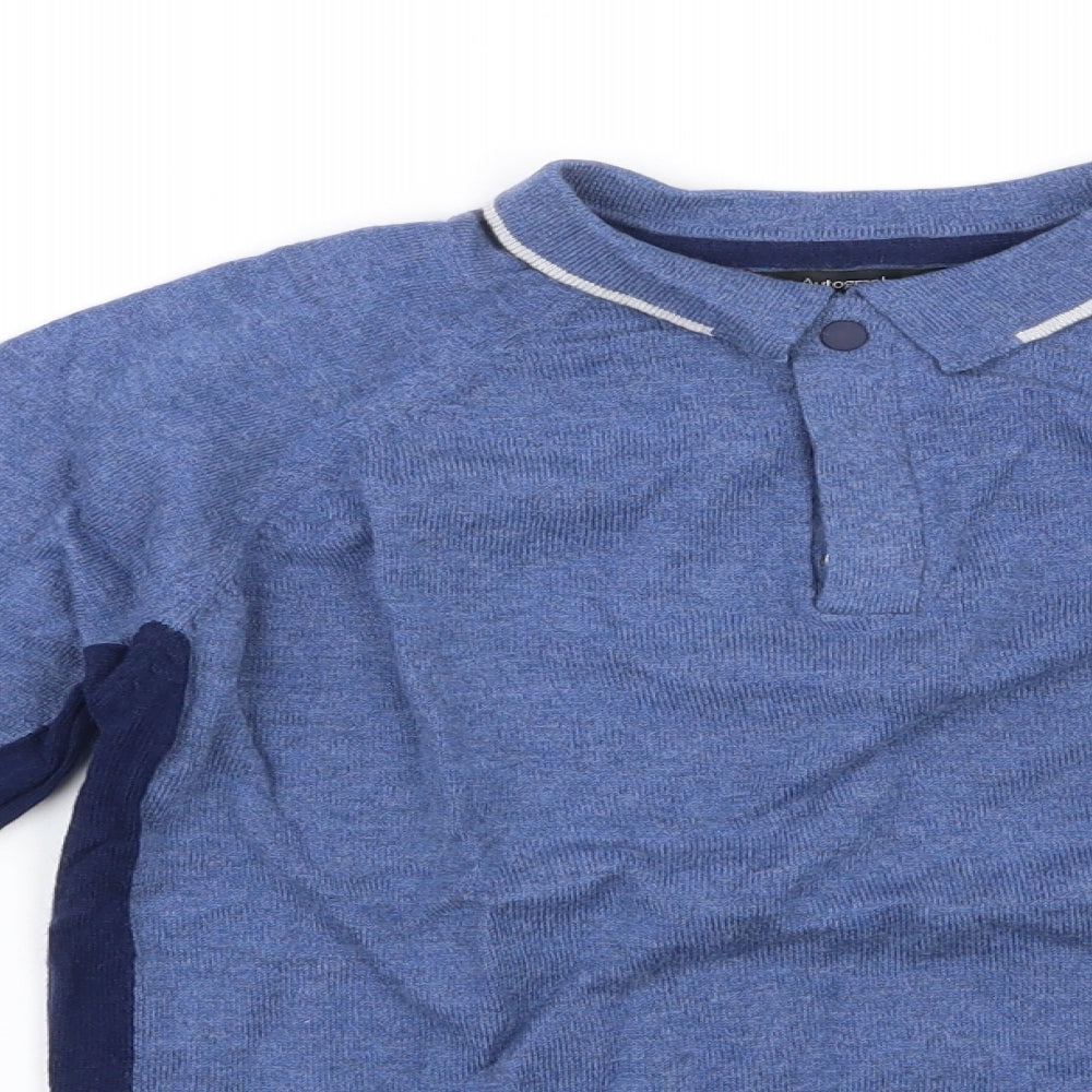 Autograph Girls Blue  Wool Pullover Polo Size 10-11 Years Collared Button