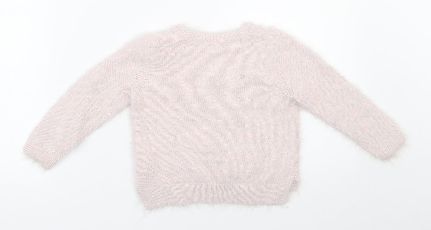 H&M Girls Pink  Polyamide Pullover Jumper Size 18-24 Months  Pullover - Rabbit