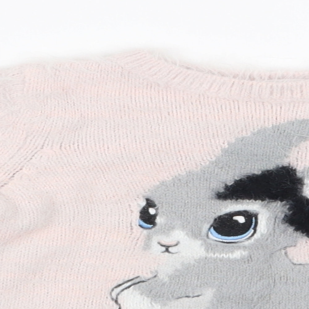H&M Girls Pink  Polyamide Pullover Jumper Size 18-24 Months  Pullover - Rabbit