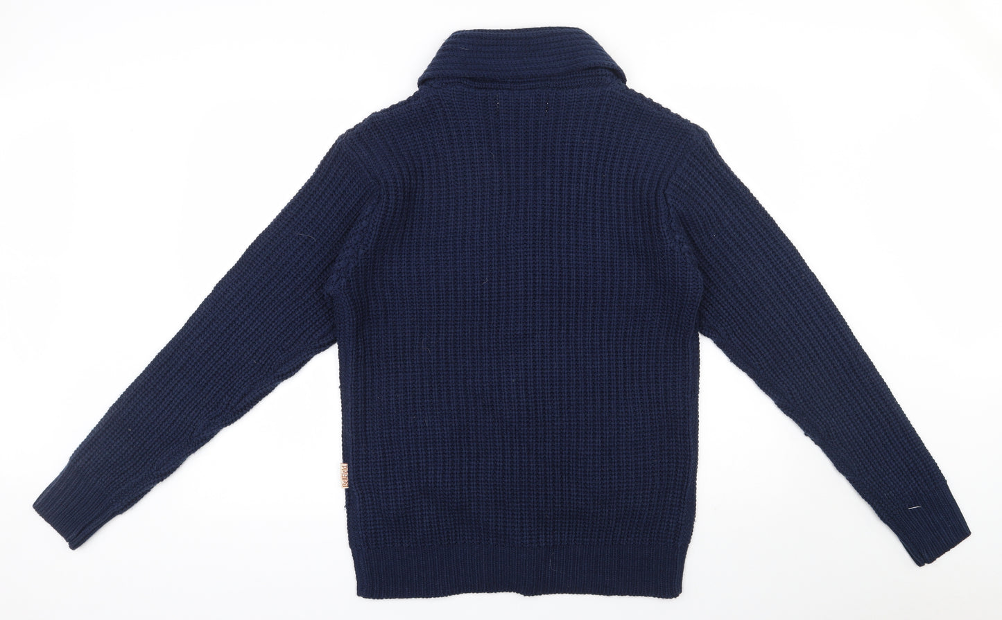 Bellfield Mens Blue V-Neck  Acrylic Cardigan Jumper Size L