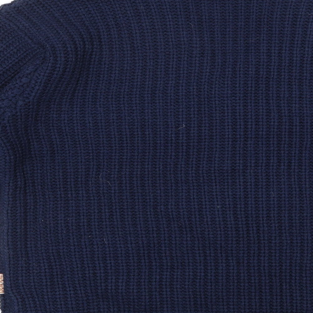 Bellfield Mens Blue V-Neck  Acrylic Cardigan Jumper Size L