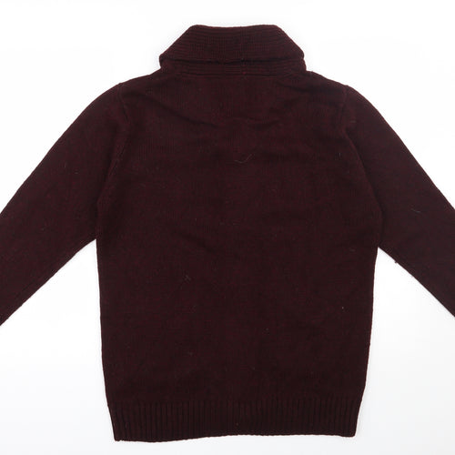 Burton Mens Red V-Neck  Acrylic Cardigan Jumper Size M