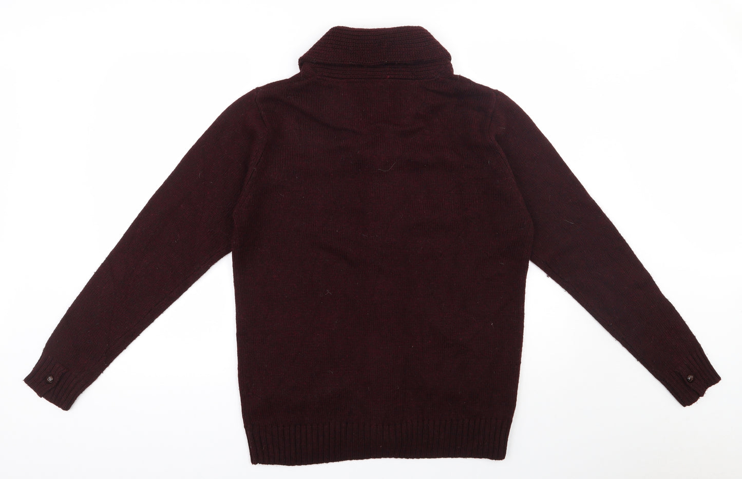 Burton Mens Red V-Neck  Acrylic Cardigan Jumper Size M