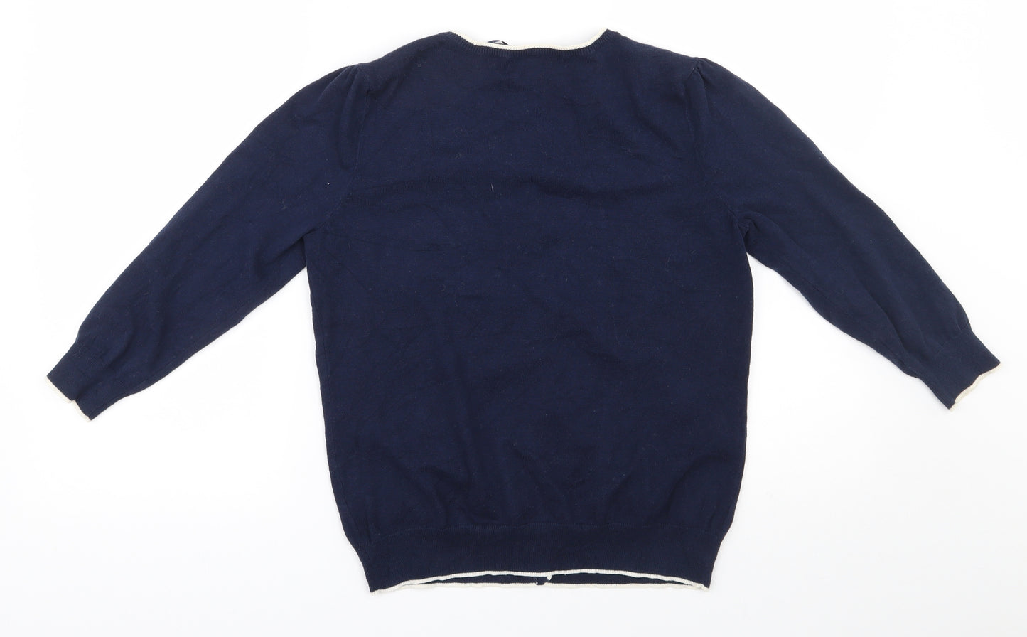 George Womens Blue Round Neck  Cotton Cardigan Jumper Size 12