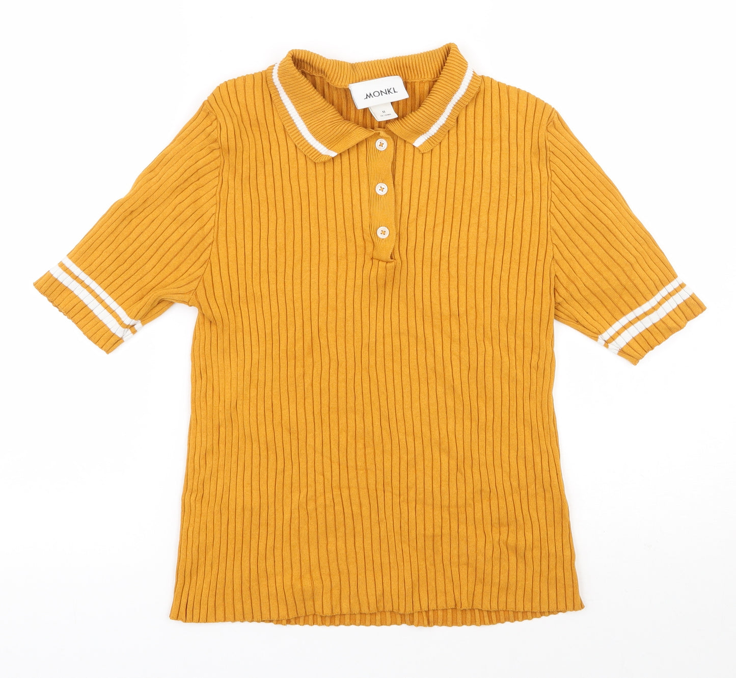 Monki Womens Yellow  Viscose Basic Polo Size M Collared