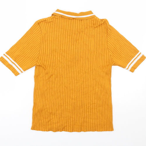 Monki Womens Yellow  Viscose Basic Polo Size M Collared
