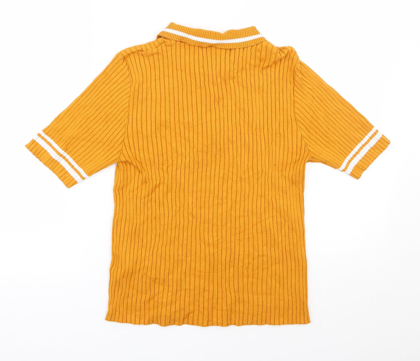Monki Womens Yellow  Viscose Basic Polo Size M Collared