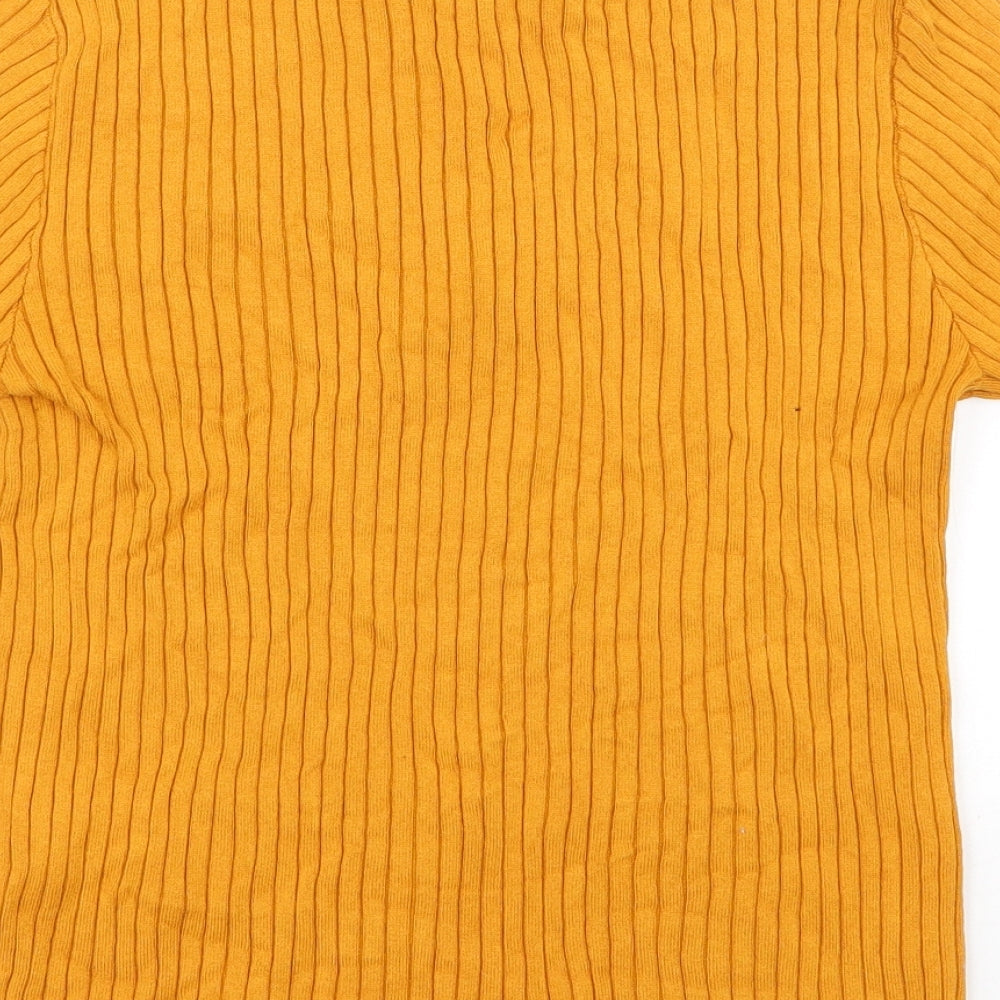 Monki Womens Yellow  Viscose Basic Polo Size M Collared