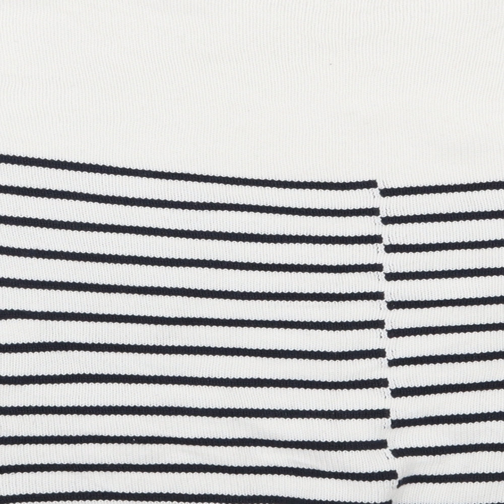 NEXT Womens White Round Neck Striped Cotton Pullover Jumper Size 10