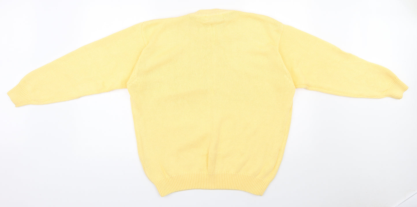 Compliments Womens Yellow Round Neck  100% Cotton Pullover Jumper Size 14