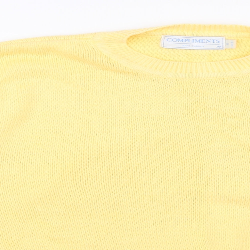 Compliments Womens Yellow Round Neck  100% Cotton Pullover Jumper Size 14