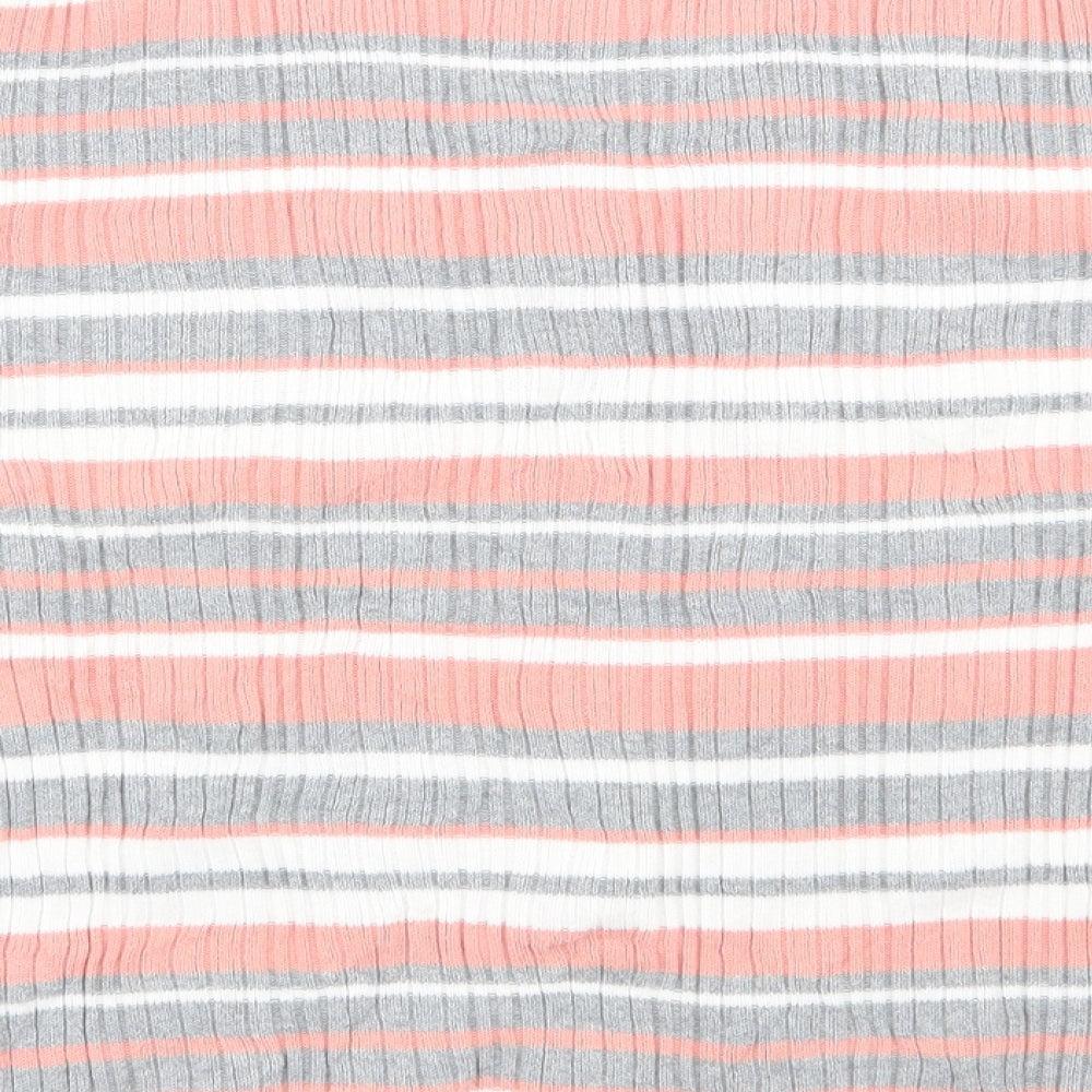 Papaya Womens Multicoloured V-Neck Striped 100% Cotton Pullover Jumper Size 18
