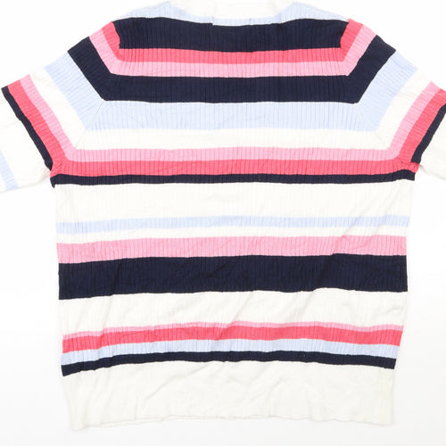 Marks and Spencer Womens Multicoloured Round Neck Striped Viscose Pullover Jumper Size 20