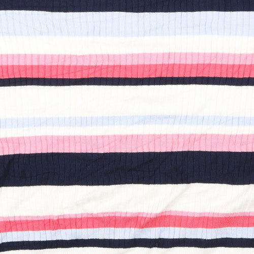 Marks and Spencer Womens Multicoloured Round Neck Striped Viscose Pullover Jumper Size 20
