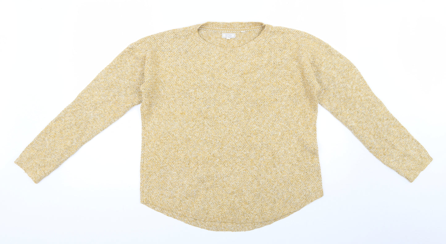 Fat Face Womens Yellow Round Neck  Cotton Pullover Jumper Size 12