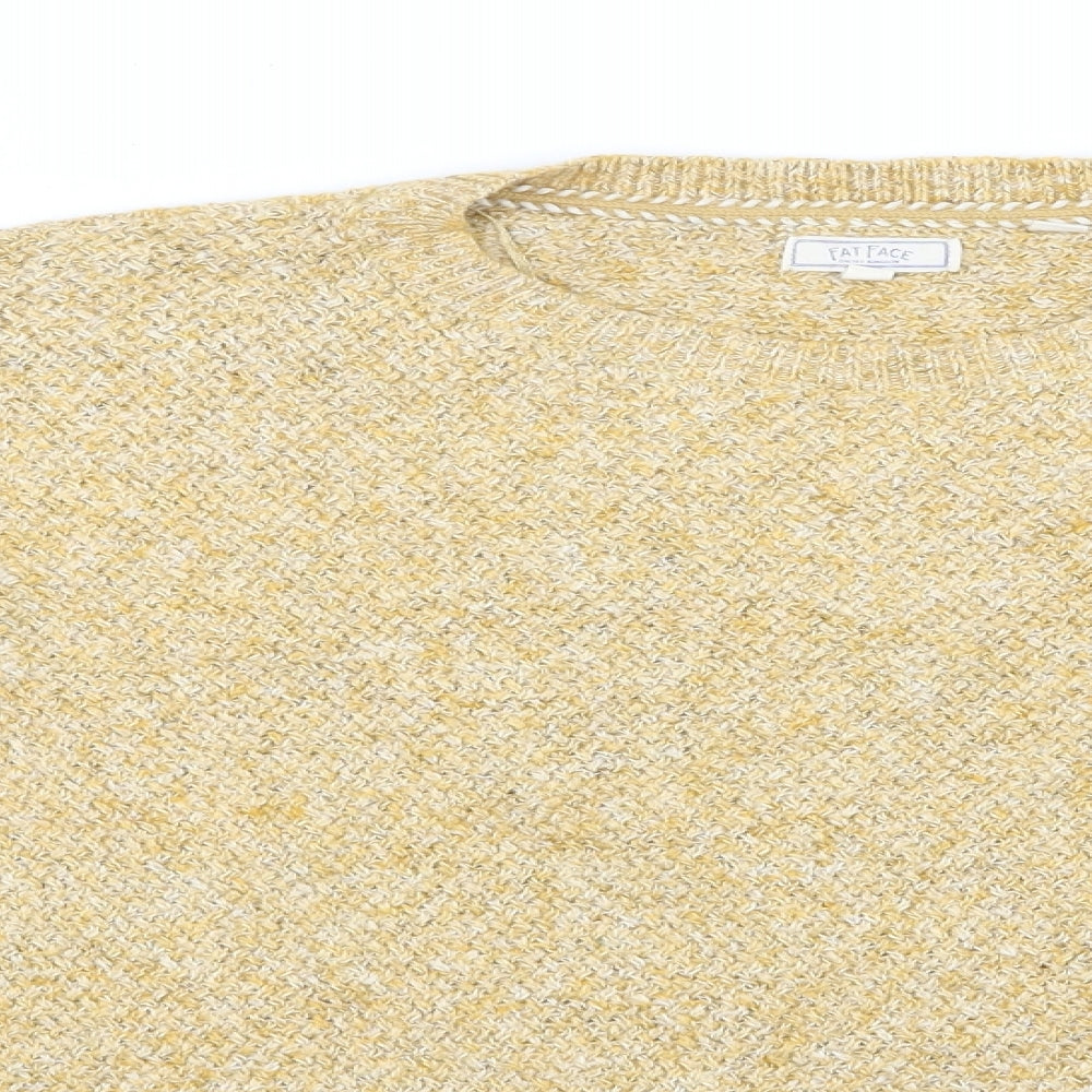 Fat Face Womens Yellow Round Neck  Cotton Pullover Jumper Size 12