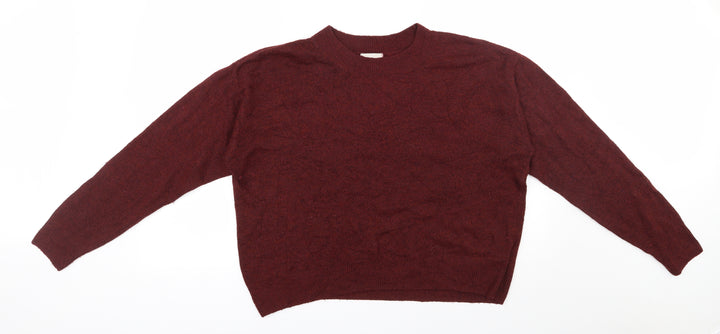 H&M Womens Red Round Neck  Acrylic Pullover Jumper Size M