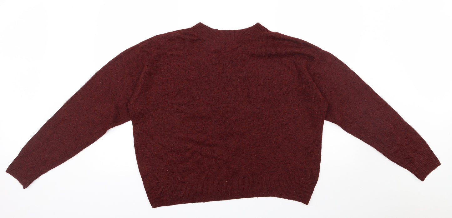 H&M Womens Red Round Neck  Acrylic Pullover Jumper Size M