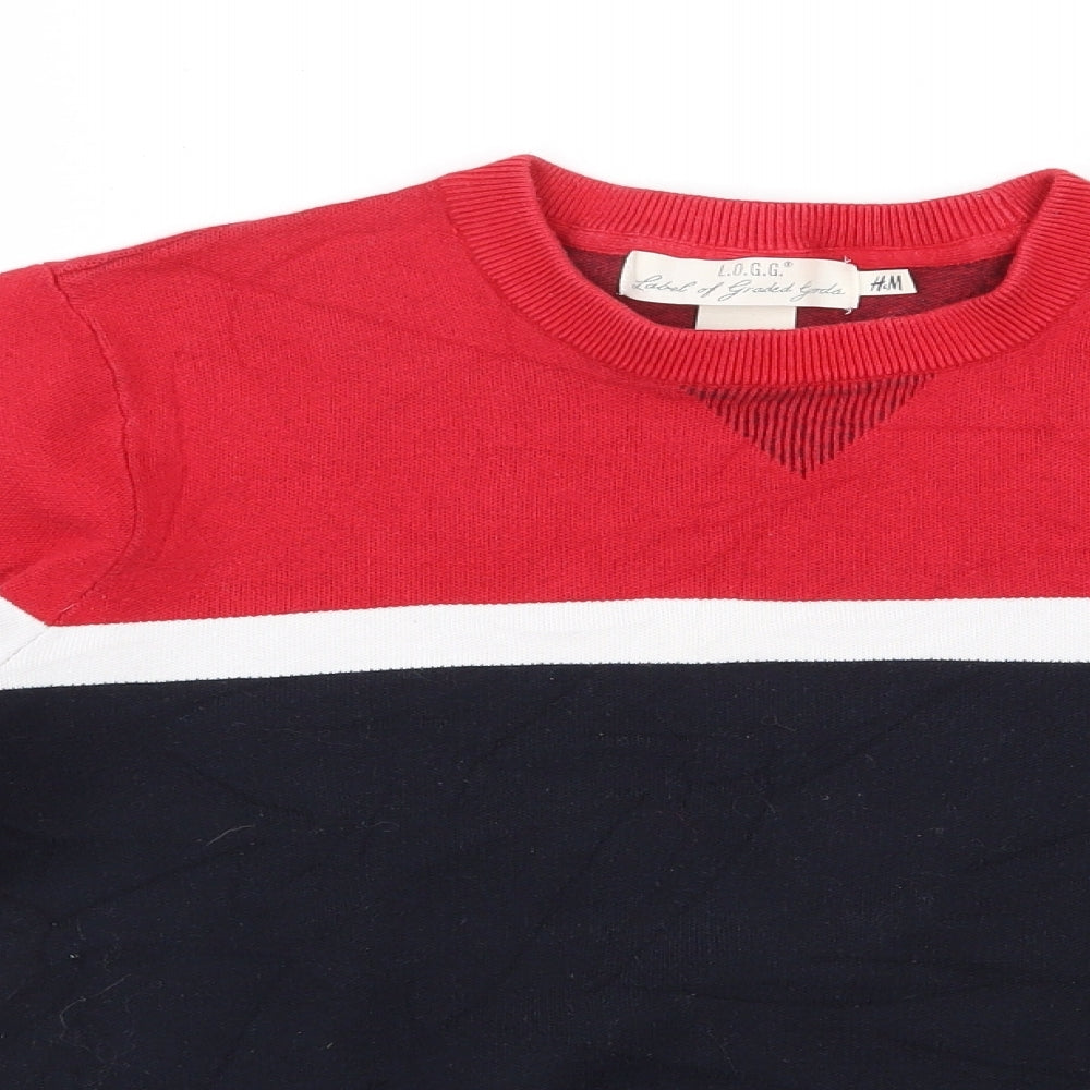 H&M Mens Blue Round Neck  Cotton Pullover Jumper Size S