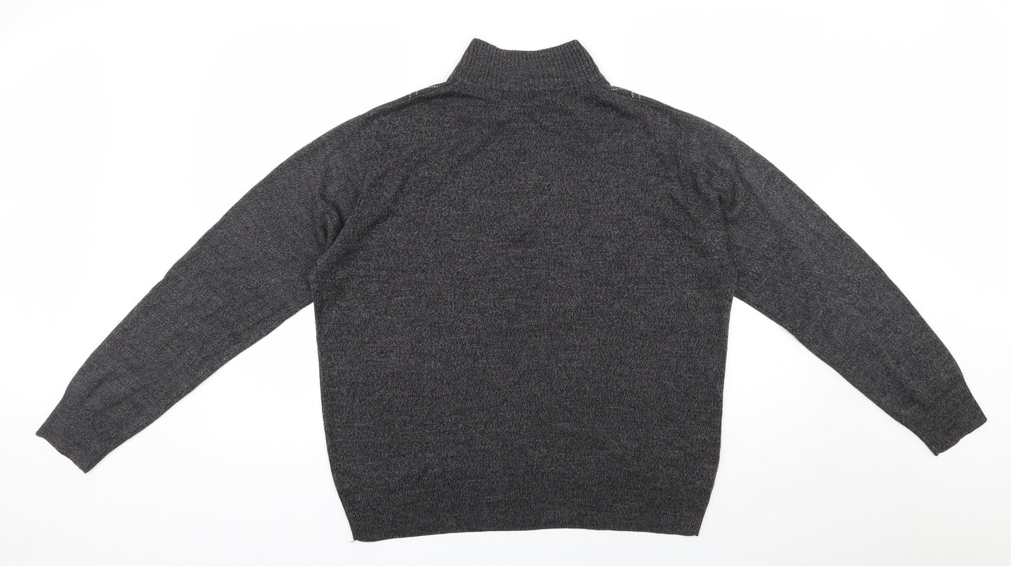 Geoffrey Beene Mens Grey High Neck Argyle/Diamond Acrylic Pullover Jumper Size M