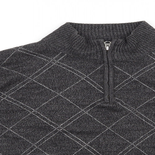 Geoffrey Beene Mens Grey High Neck Argyle/Diamond Acrylic Pullover Jumper Size M