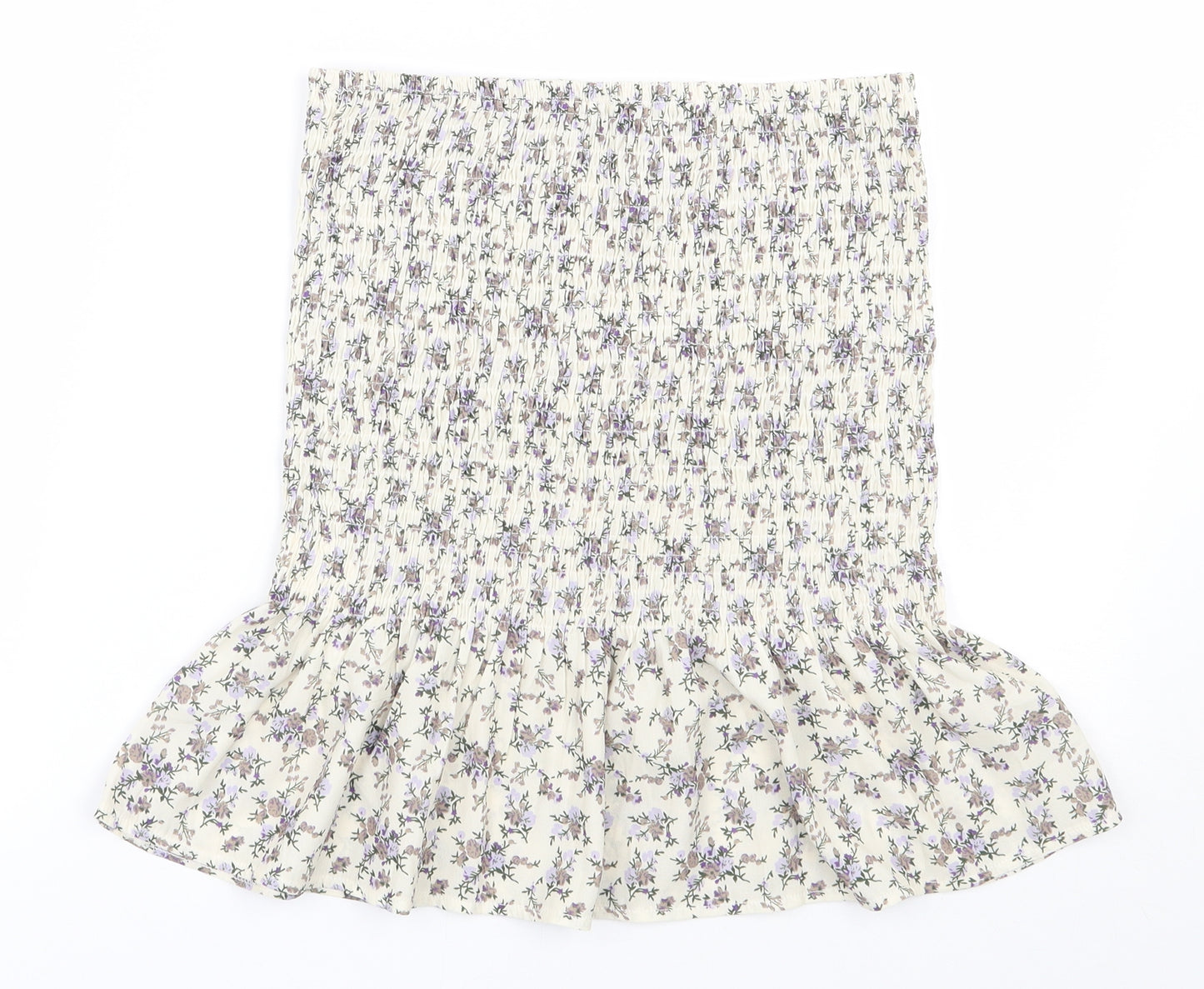 Missguided Womens Multicoloured Floral Polyester Basic Blouse Size 12 Off the Shoulder