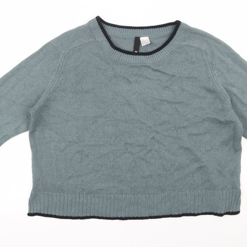 H&M Womens Blue Round Neck  Acrylic Pullover Jumper Size M