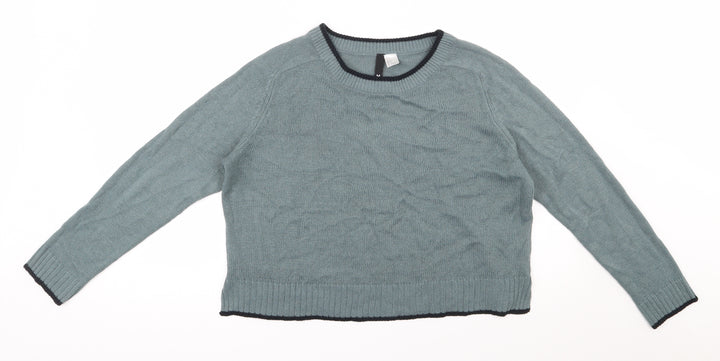 H&M Womens Blue Round Neck Acrylic Pullover Jumper Size M