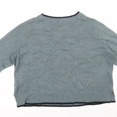 H&M Womens Blue Round Neck  Acrylic Pullover Jumper Size M