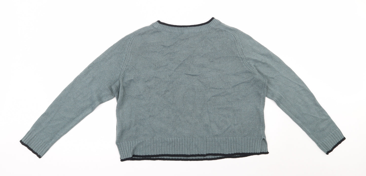 H&M Womens Blue Round Neck  Acrylic Pullover Jumper Size M