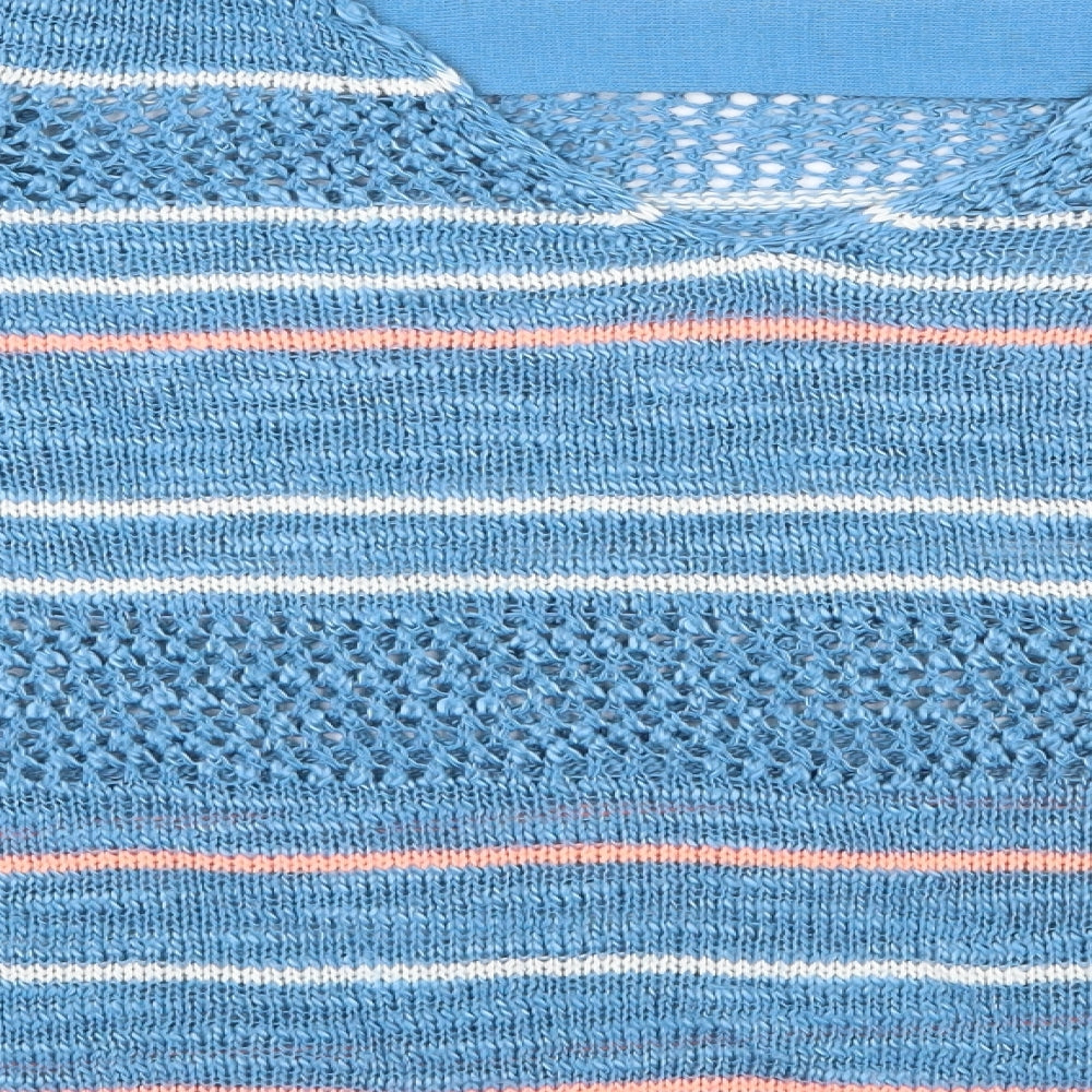 NEXT Womens Blue Round Neck Striped Acrylic Pullover Jumper Size M