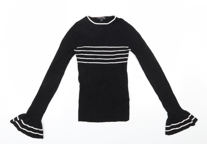 Miss Selfridge Womens Black Round Neck Viscose Pullover Jumper Size 8
