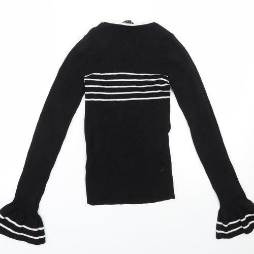 Miss Selfridge Womens Black Round Neck  Viscose Pullover Jumper Size 8