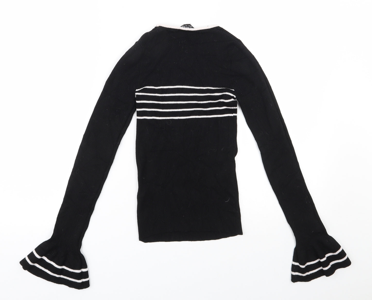 Miss Selfridge Womens Black Round Neck  Viscose Pullover Jumper Size 8