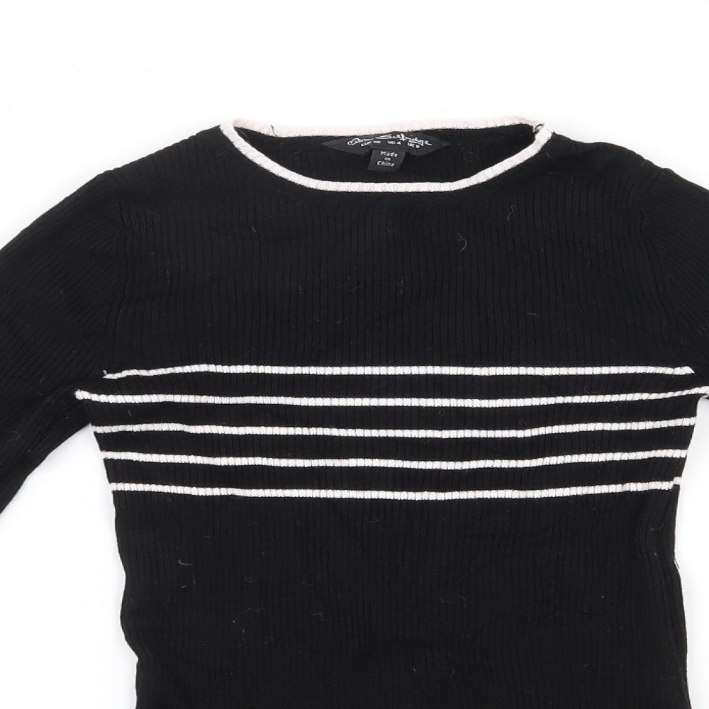 Miss Selfridge Womens Black Round Neck  Viscose Pullover Jumper Size 8